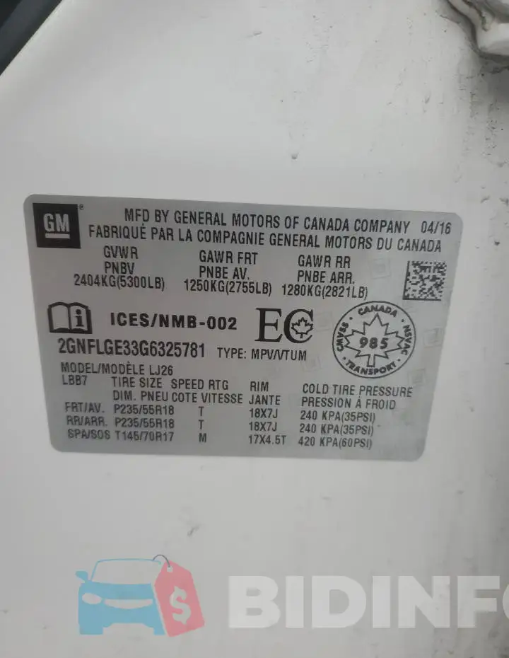 2GNFLGE33G6325781 Photo# 13