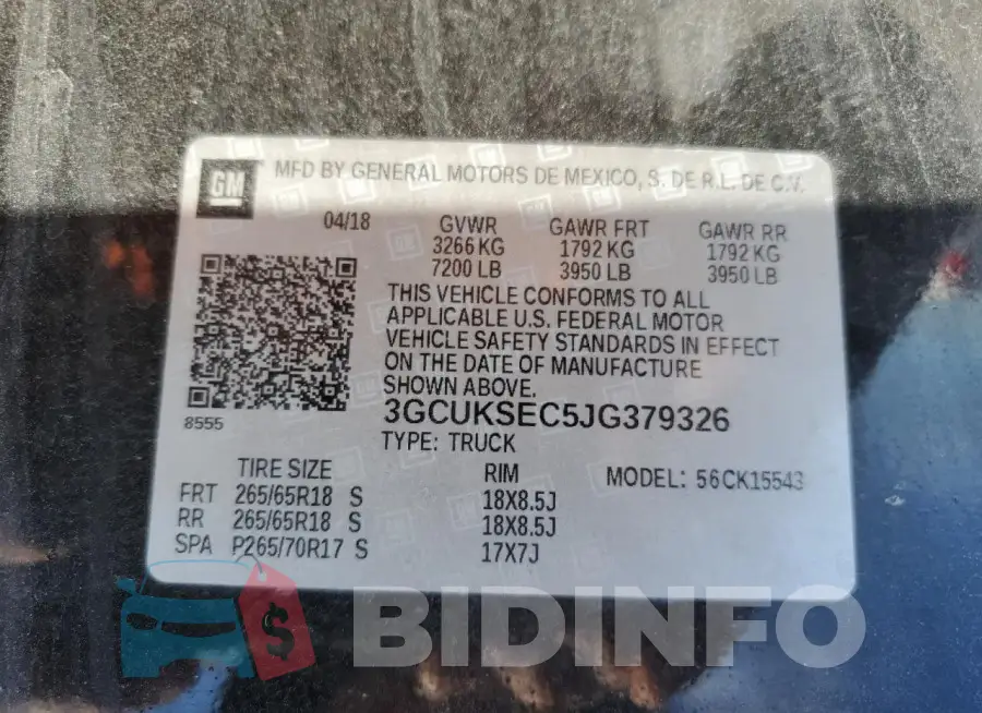 3GCUKSEC5JG379326 Photo# 12