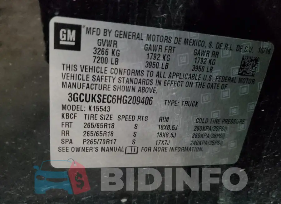 3GCUKSEC6HG209406 Photo# 12