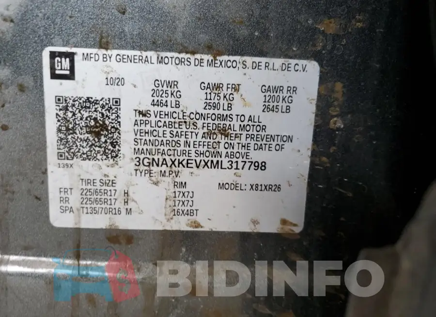 3GNAXKEVXML317798 Photo# 14