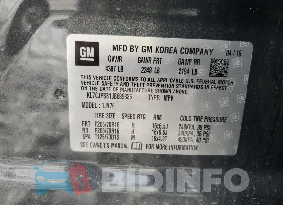 KL7CJPSB1JB689325 Photo# 14