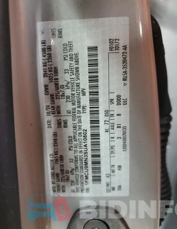 1FMCU9MN3SUA10802 Photo# 14