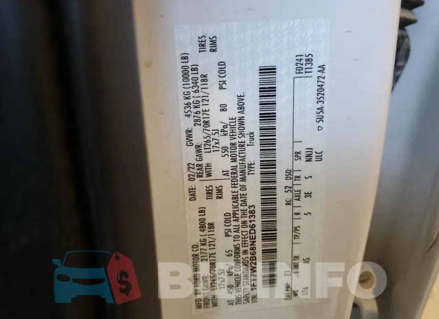 1FT7W2B68NED61383 Photo# 12