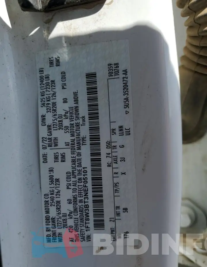 1FT8W3BT3NEF05101 Photo# 12