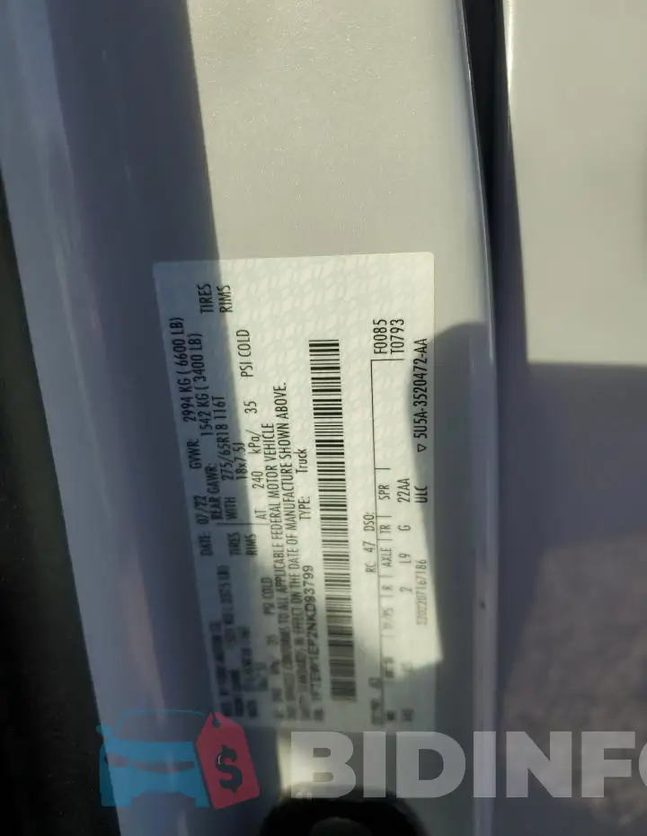1FTEW1EP2NKD93799 Photo# 12