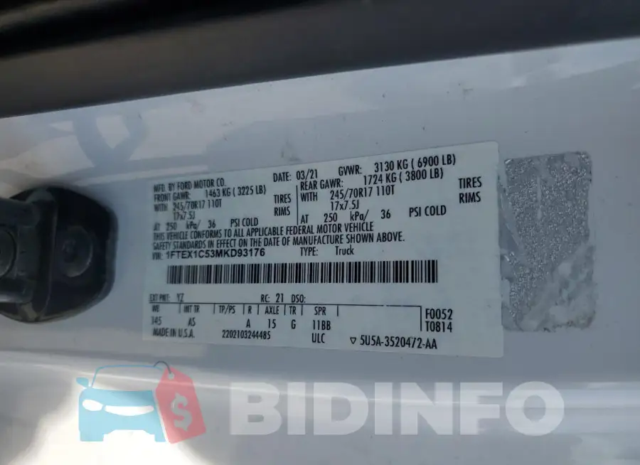 1FTEX1C53MKD93176 Photo# 12