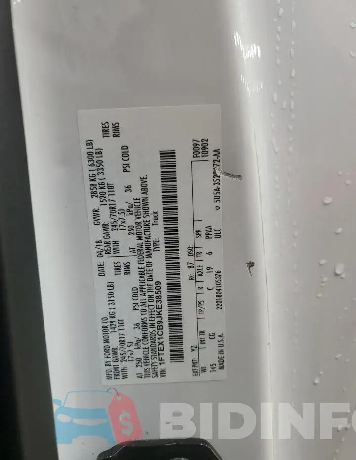 1FTEX1CB9JKE38509 Photo# 12