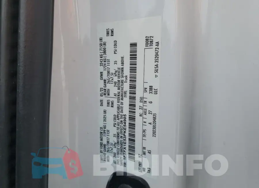 1FTFX1E53PKE54905 Photo# 12