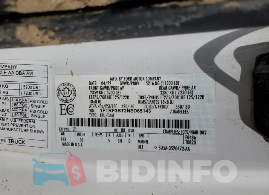 1FTRF3BT2NED65143 Photo# 13
