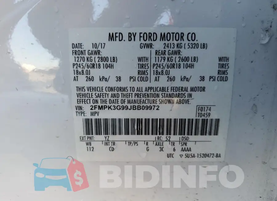 2FMPK3G99JBB09972 Photo# 14
