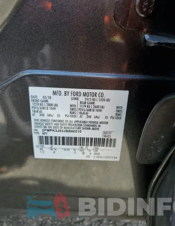 2FMPK3J93JBB86510 Photo# 13