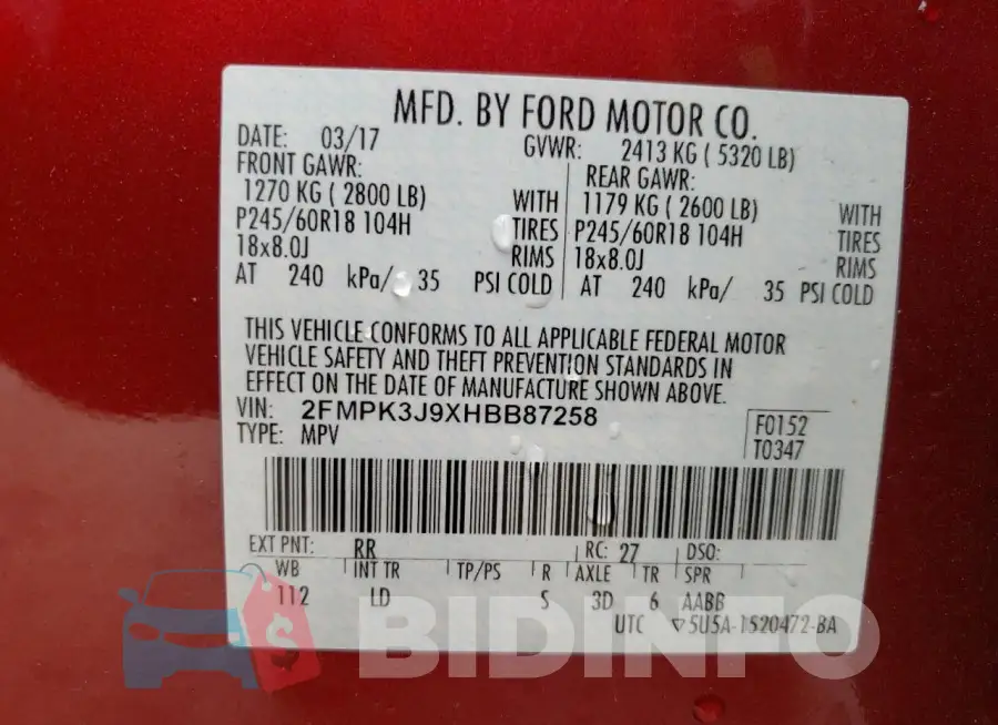 2FMPK3J9XHBB87258 Photo# 13