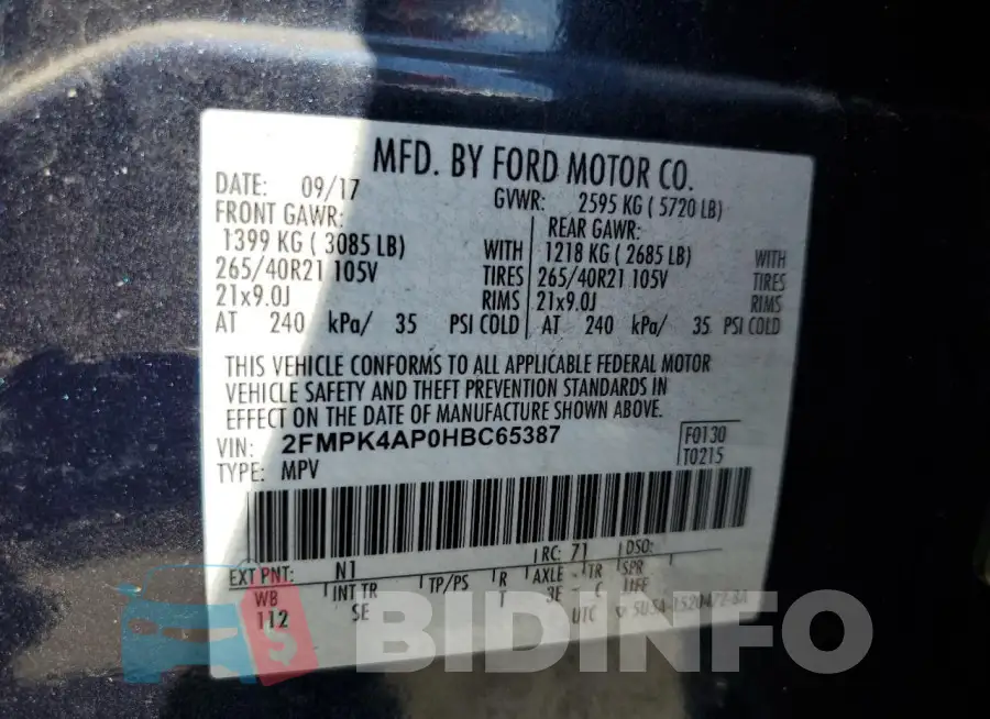 2FMPK4AP0HBC65387 Photo# 12
