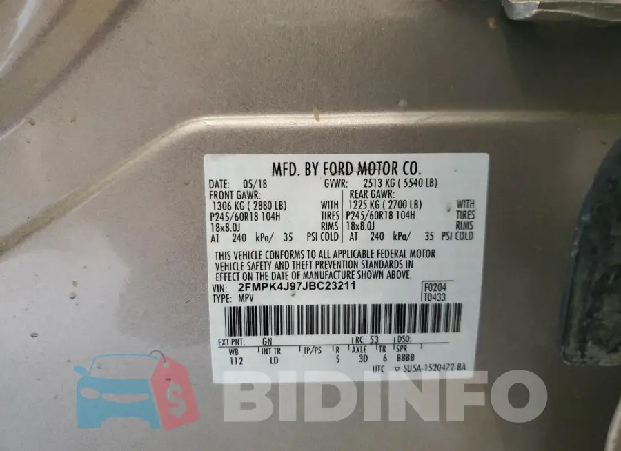 2FMPK4J97JBC23211 Photo# 13