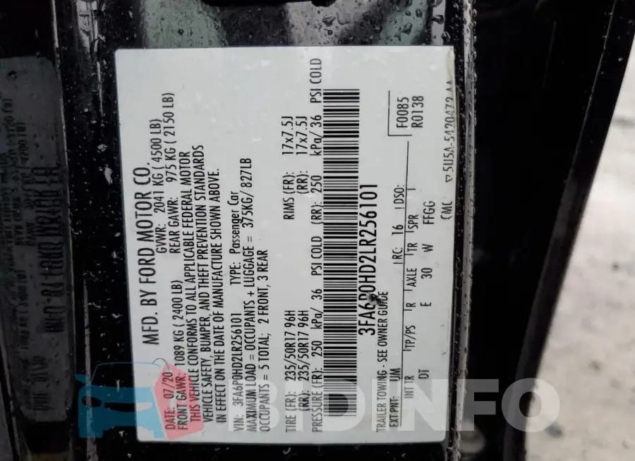 3FA6P0HD2LR256101 Photo# 12
