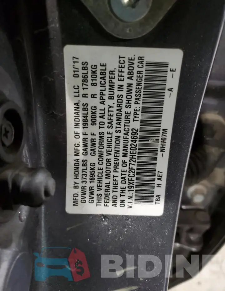 19XFC2F72HE024692 Photo# 12