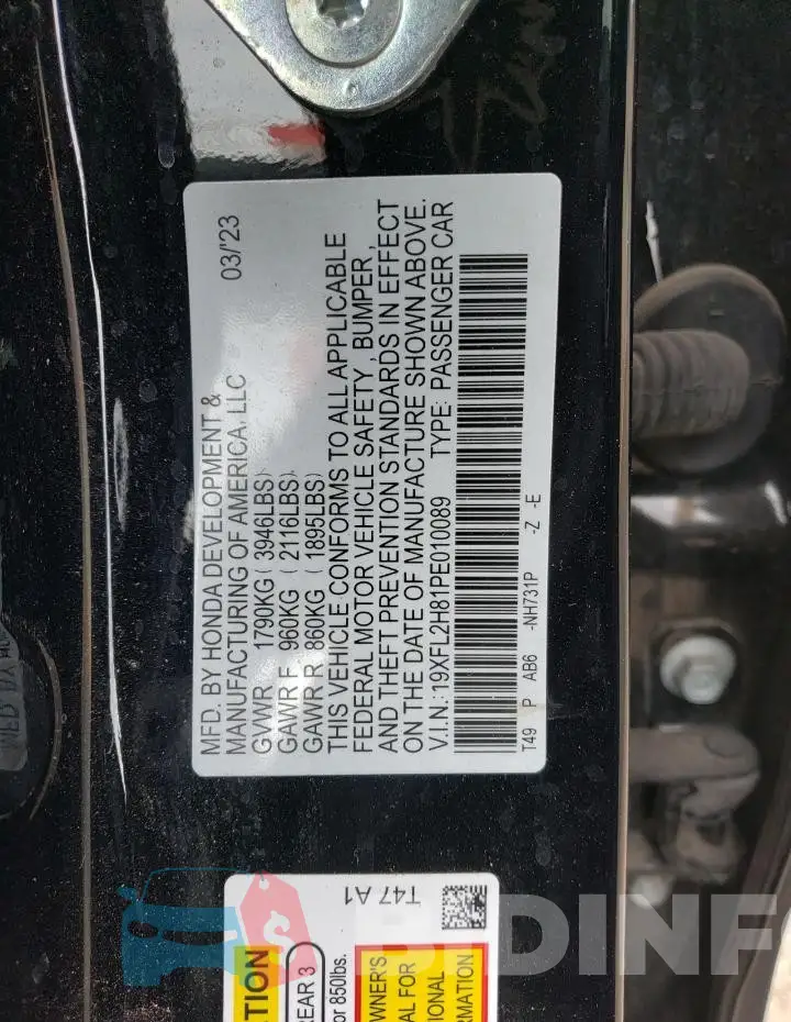 19XFL2H81PE010089 Photo# 12