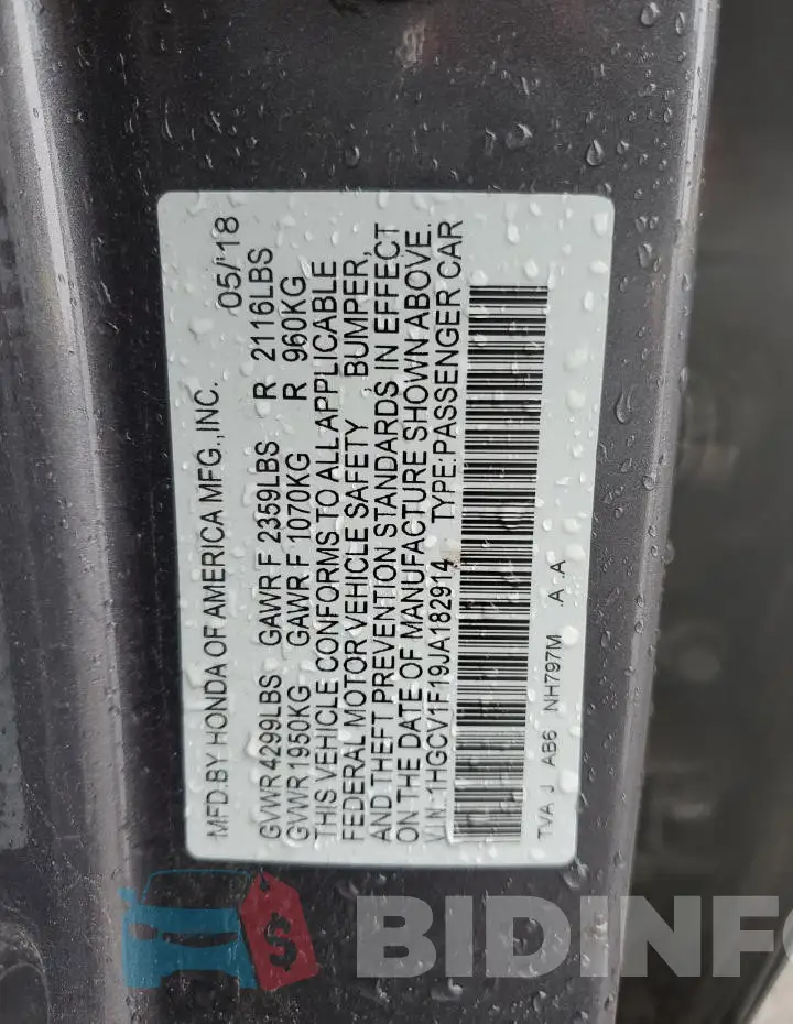 1HGCV1F19JA182914 Photo# 12