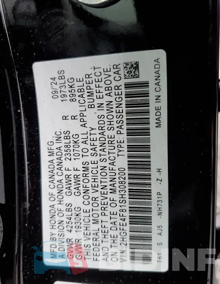 2HGFE4F81SH308200 Photo# 12