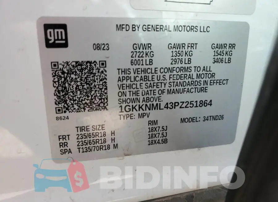 1GKKNML43PZ251864 Photo# 13