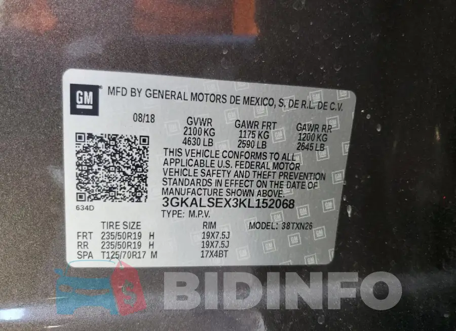 3GKALSEX3KL152068 Photo# 14