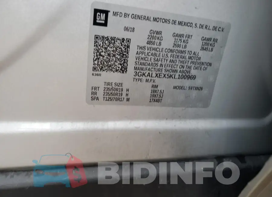 3GKALXEX5KL100969 Photo# 12