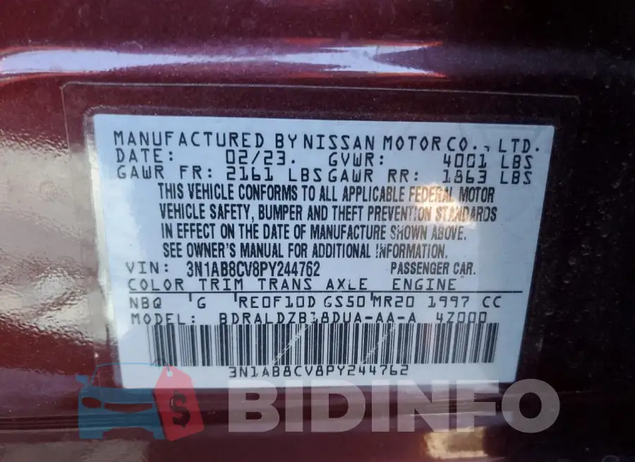 3N1AB8CV8PY244762 Photo# 12