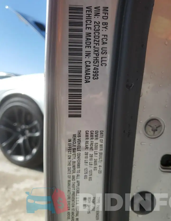 2C3CDZFJXPH574993 Photo# 12