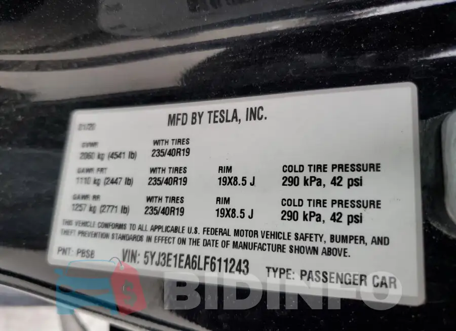 5YJ3E1EA6LF611243 Photo# 13
