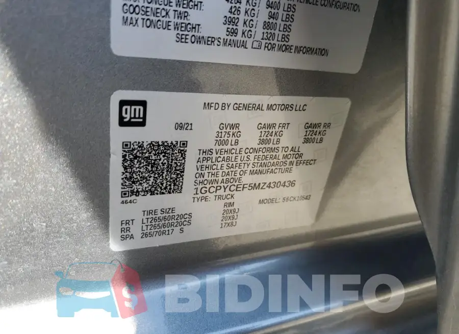 1GCPYCEF5MZ430436 Photo# 12