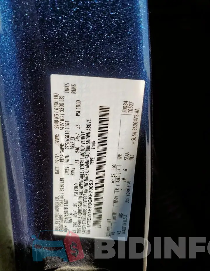 1FTEW1EP0GKF79053 Photo# 13