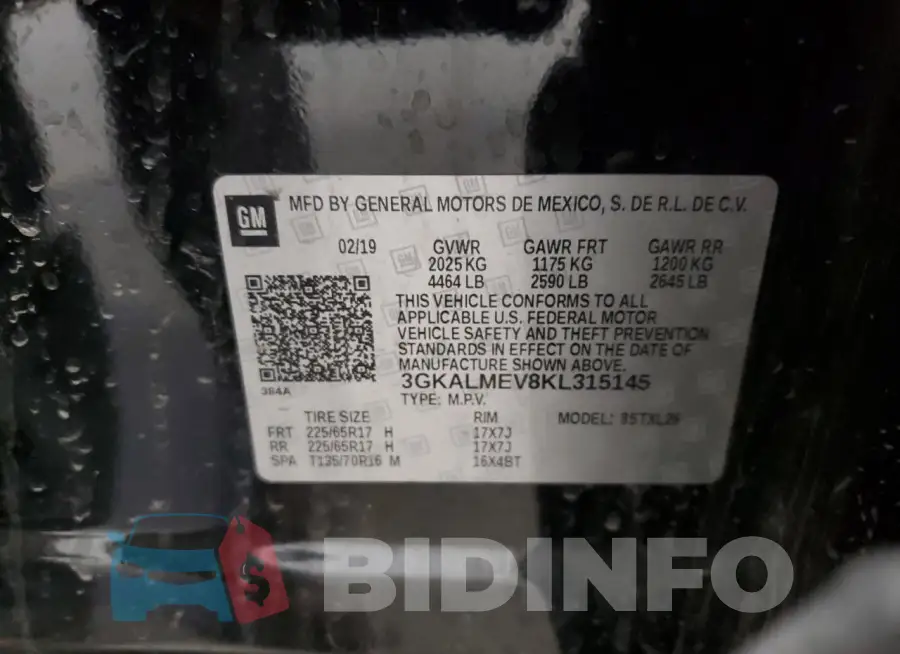 3GKALMEV8KL315145 Photo# 14