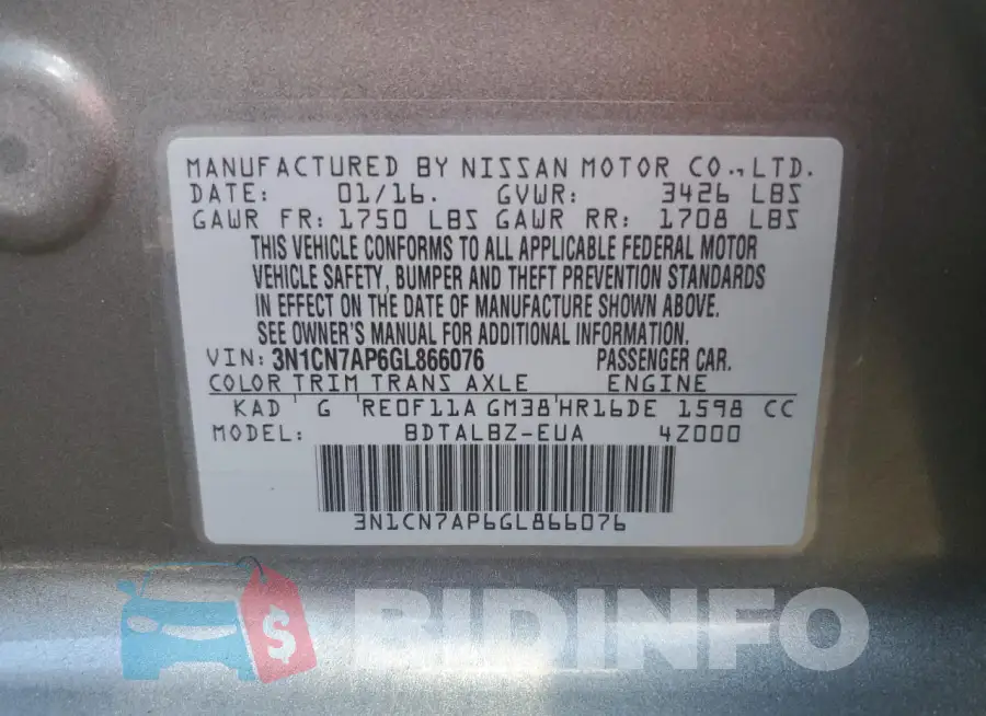 3N1CN7AP6GL866076 Photo# 12
