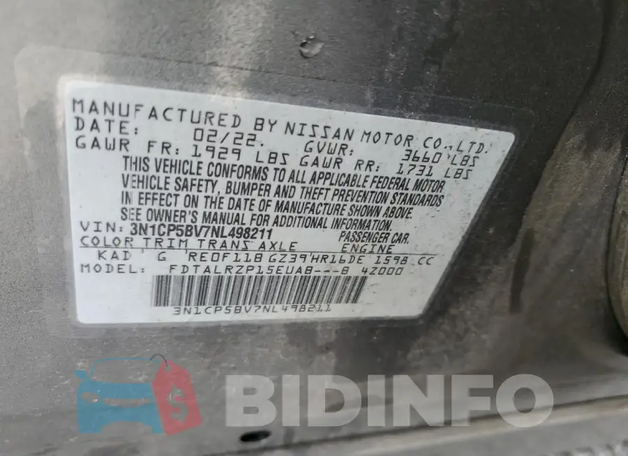 3N1CP5BV7NL498211 Photo# 12