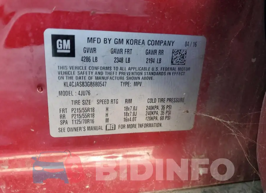 KL4CJASB3GB680547 Photo# 13
