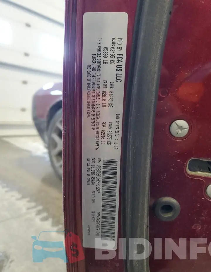 2C3CDZFJXKH719247 Photo# 12