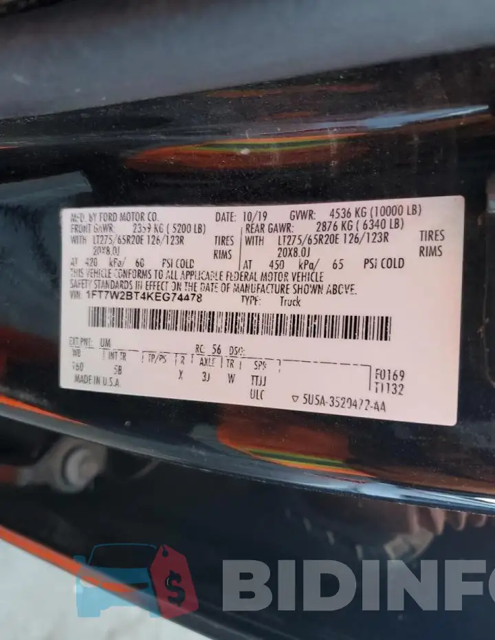 1FT7W2BT4KEG74478 Photo# 12