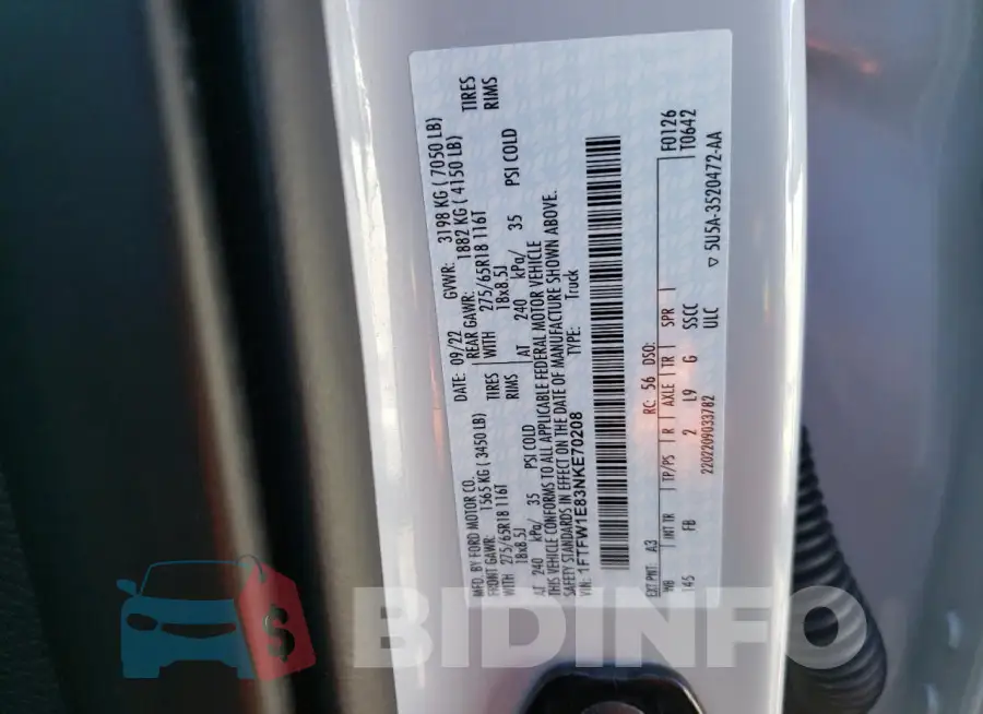 1FTFW1E83NKE70208 Photo# 12