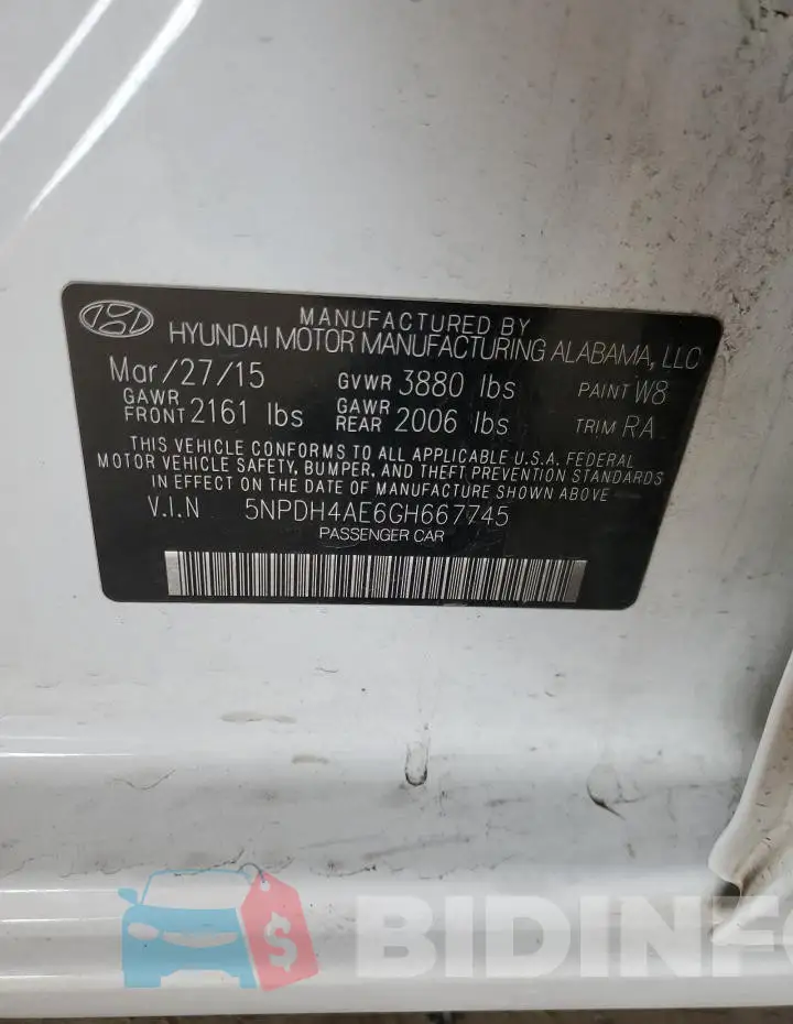 5NPDH4AE6GH667745 Photo# 12