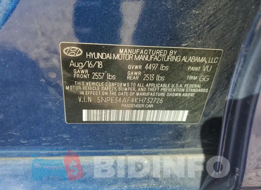 5NPE34AF4KH732726 Photo# 13