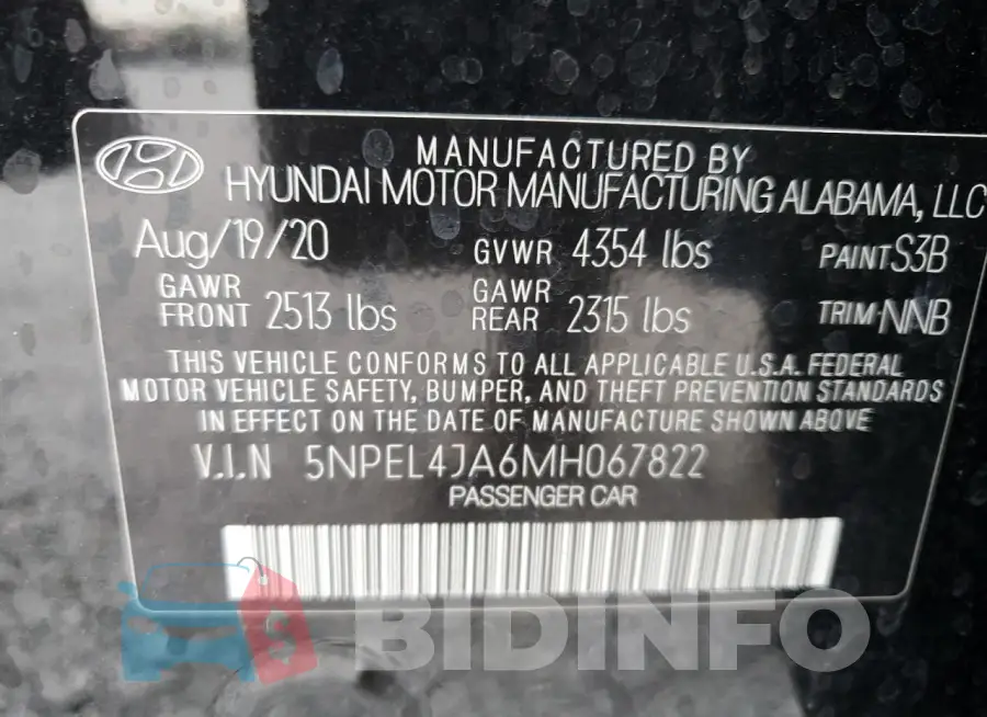5NPEL4JA6MH067822 Photo# 12