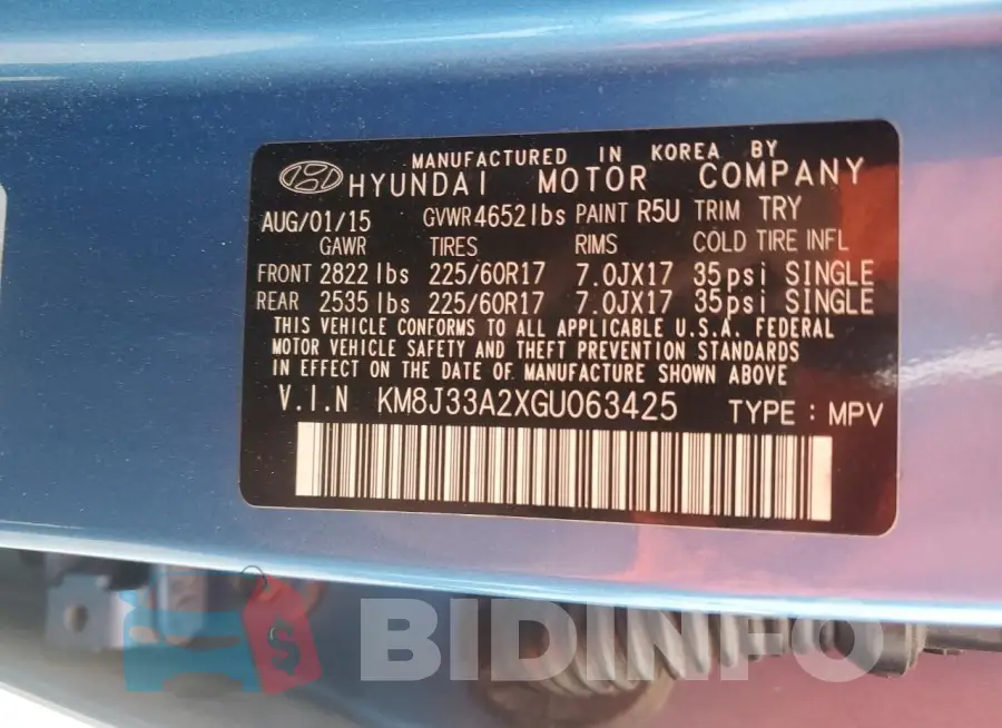 KM8J33A2XGU063425 Photo# 14