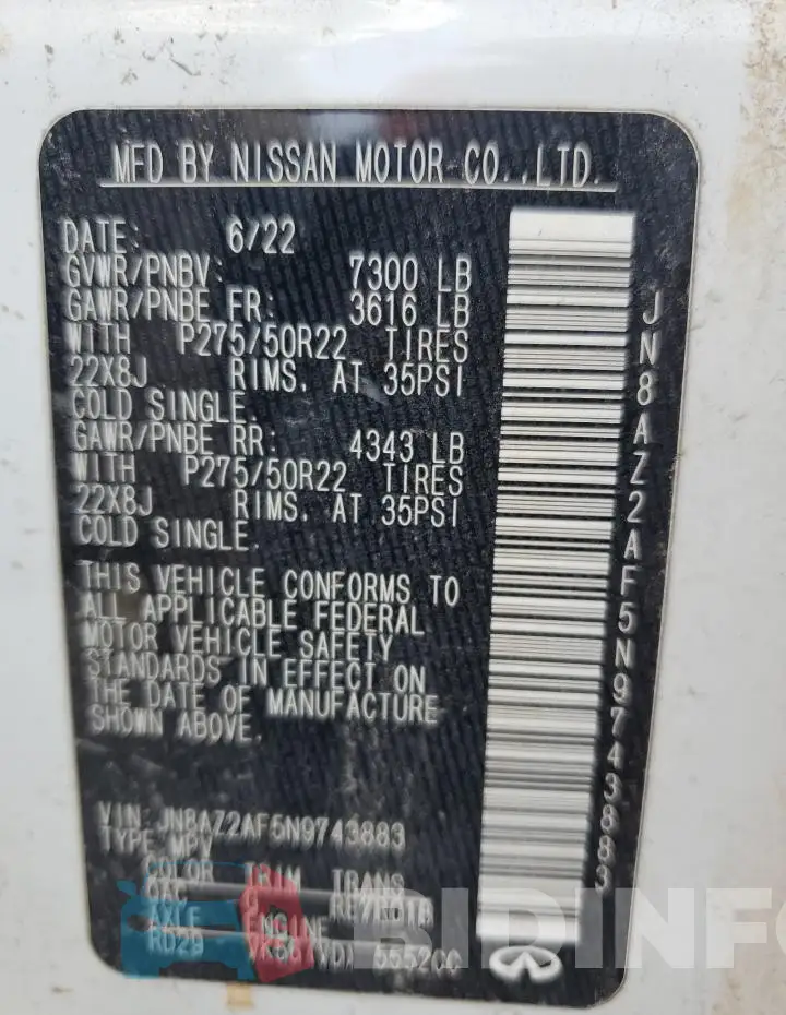 JN8AZ2AF5N9743883 Photo# 13