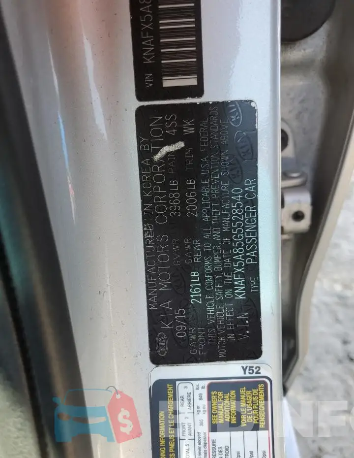KNAFX5A85G5528540 Photo# 12