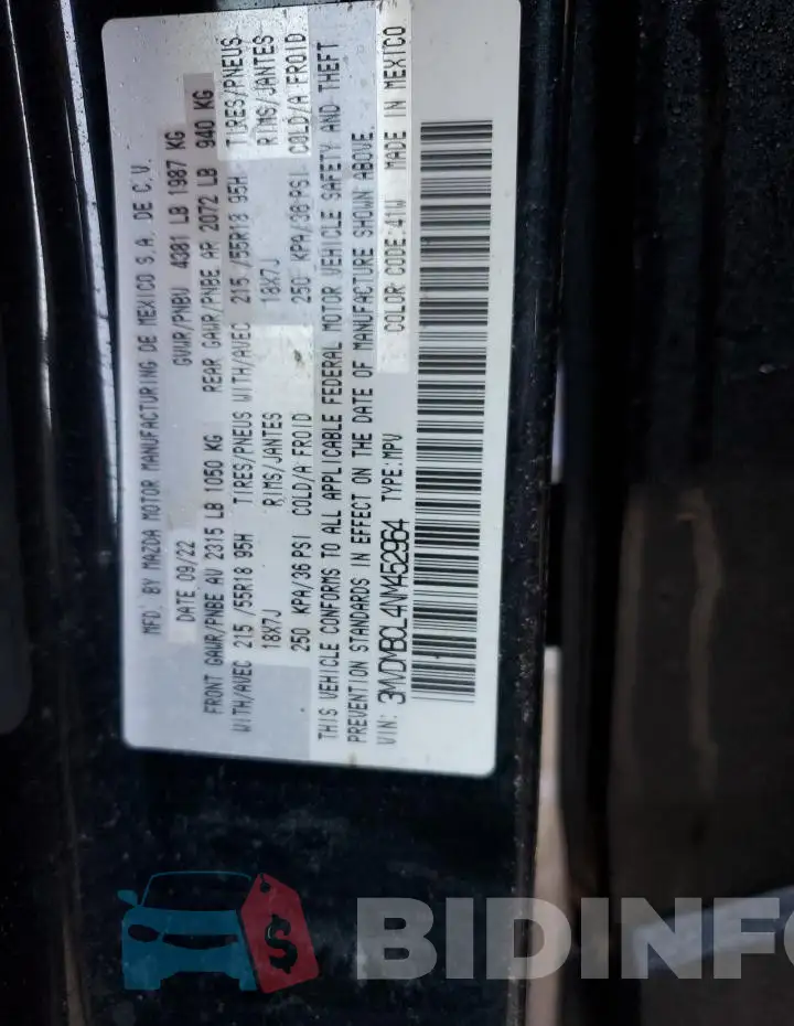 3MVDMBCL4NM452964 Photo# 14