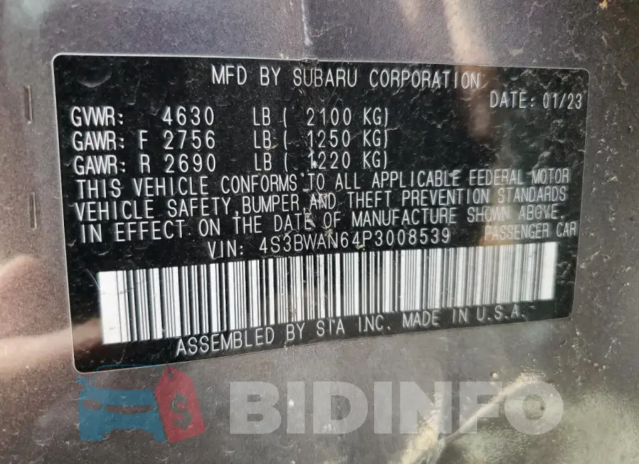 4S3BWAN64P3008539 Photo# 12