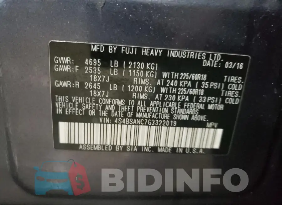 4S4BSANC7G3322019 Photo# 13