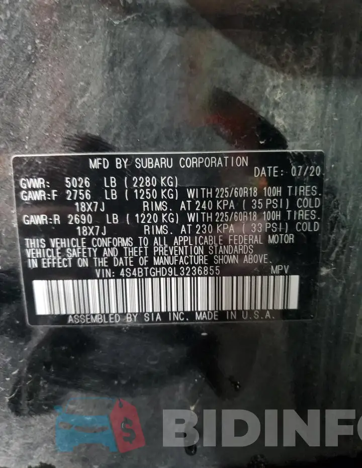 4S4BTGHD9L3236855 Photo# 14
