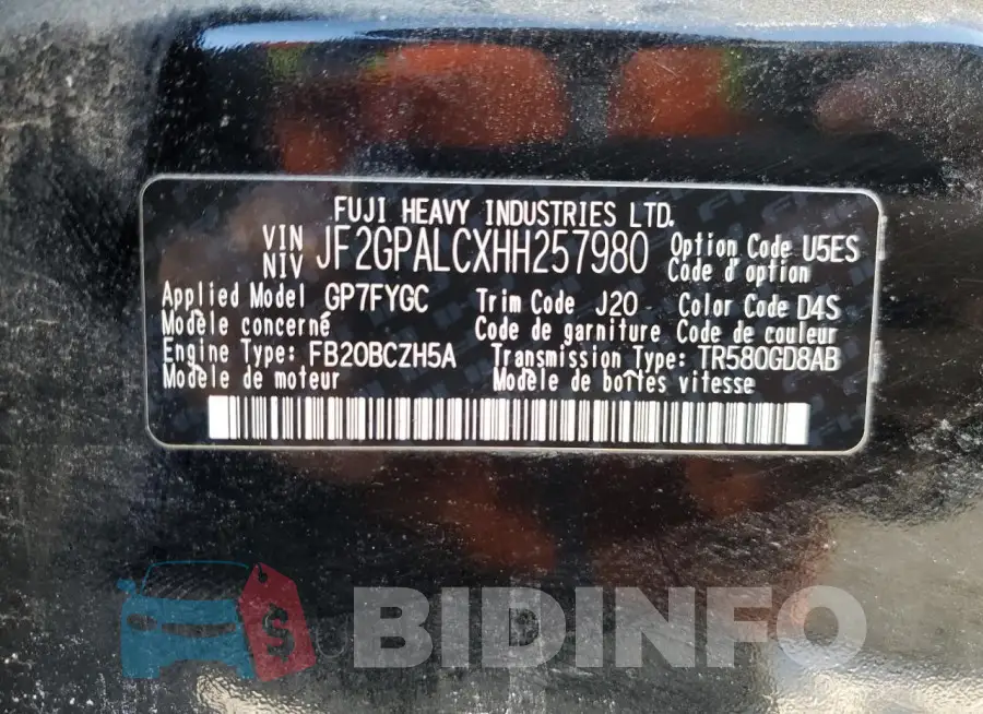 JF2GPALCXHH257980 Photo# 12