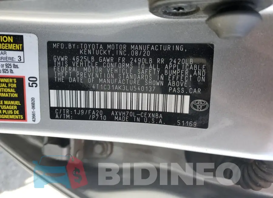 4T1C31AK3LU540137 Photo# 12